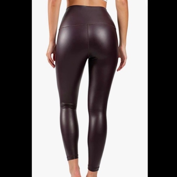 NWT LEATHERETTE LEGGING - 90 DEGREE BY REFLEX Burgundy Dark Cherry M - Picture 3 of 6